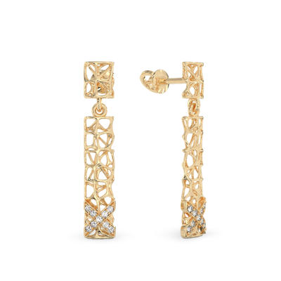 X-Coral Earrings From Yellow Gold