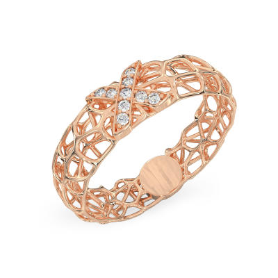 X-Coral Ring From Rose Gold