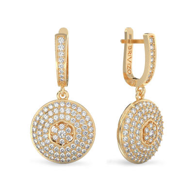 Yellow Gold Earrings With Shining Circles