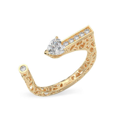 Yellow Gold Ring With Heart Stone