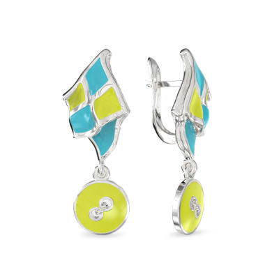 Yellow Buttons Earrings From Silver