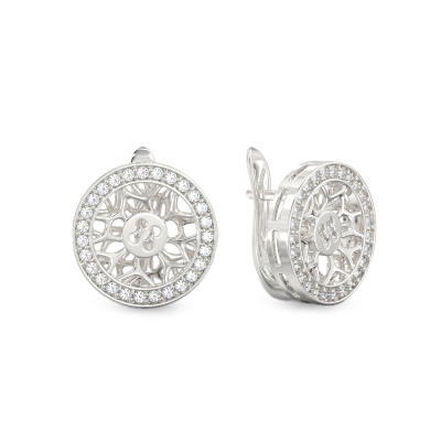 Zircon Buttons Earrings From Silver