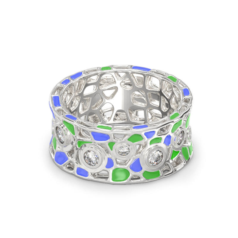 Bubbles Ring from silver with stones 2