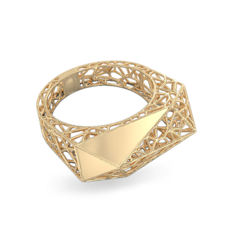 Charming Spider Web Yellow Gold Ring2