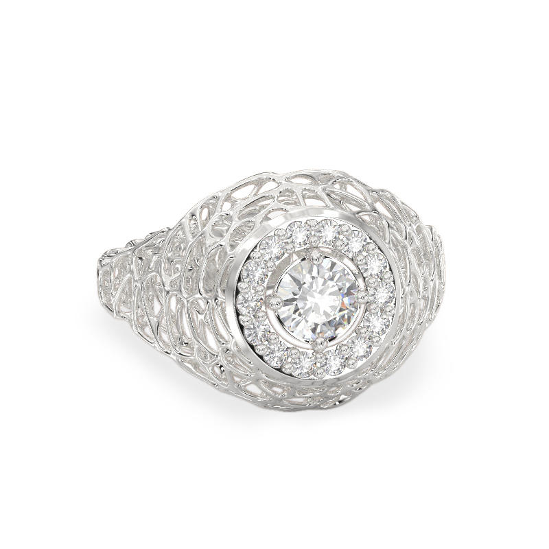Chic Coral White Gold Ring2