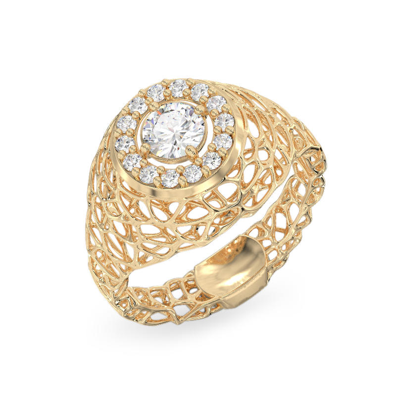Chic Coral Yellow Gold Ring