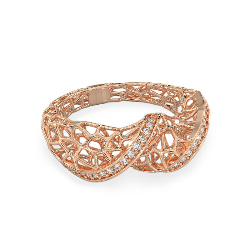 Coral 2 Waves Ring From Rose Gold2
