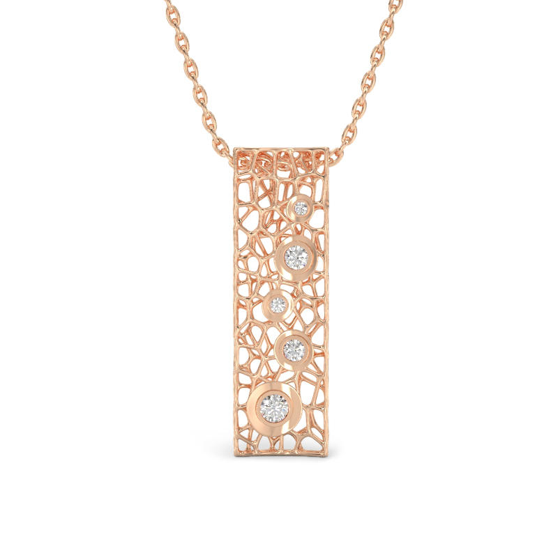 Coral Bubbles Pendant With Stones From Rose Gold