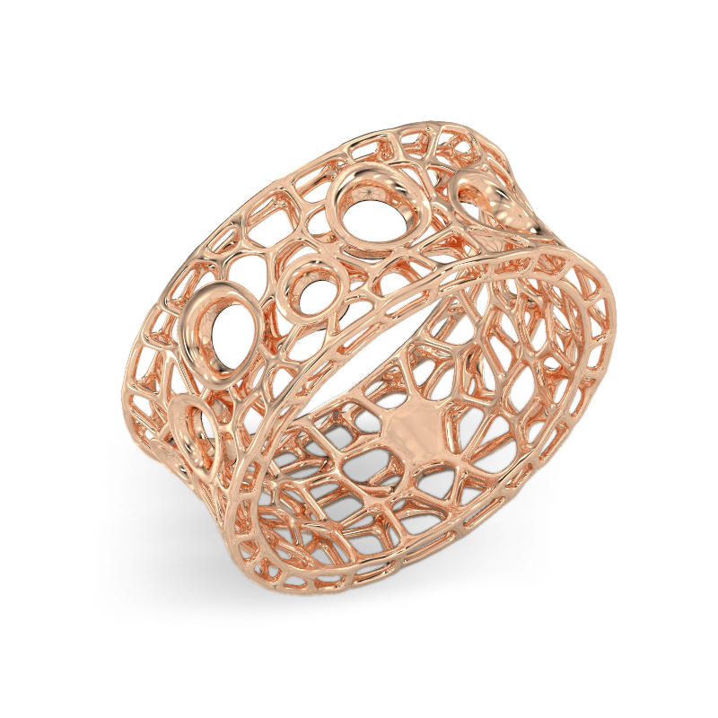 Coral Bubbles Ring From Rose Gold