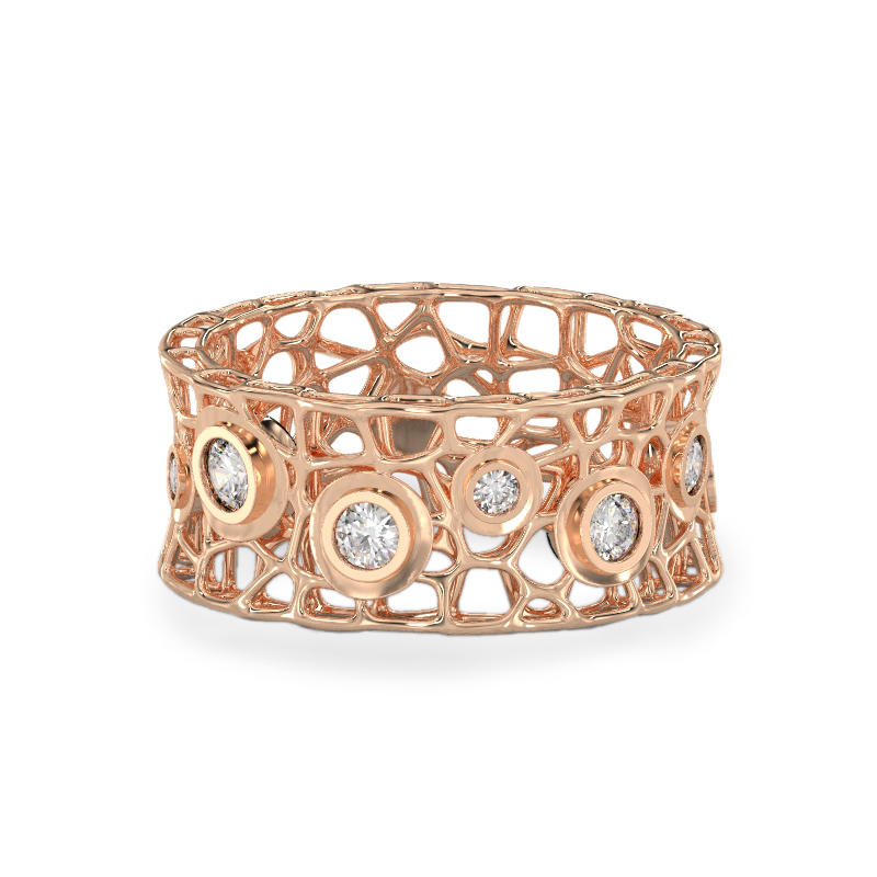 Coral Bubbles Ring With Stones From Rose Gold2