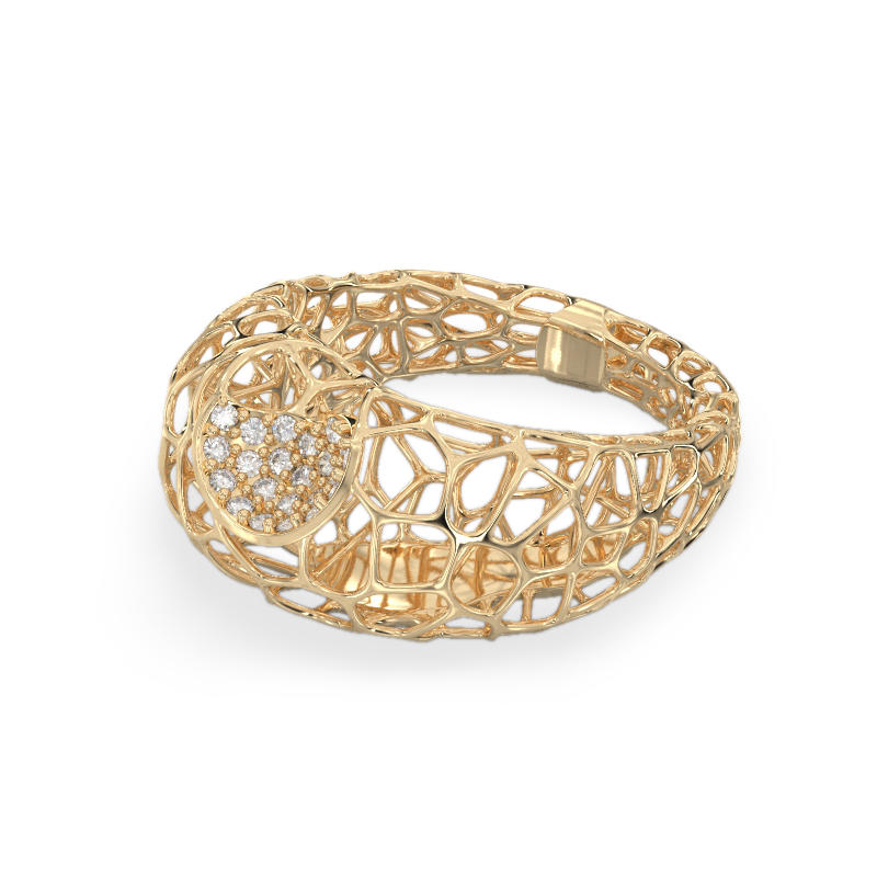 Coral Fantasy Ring From Yellow Gold2