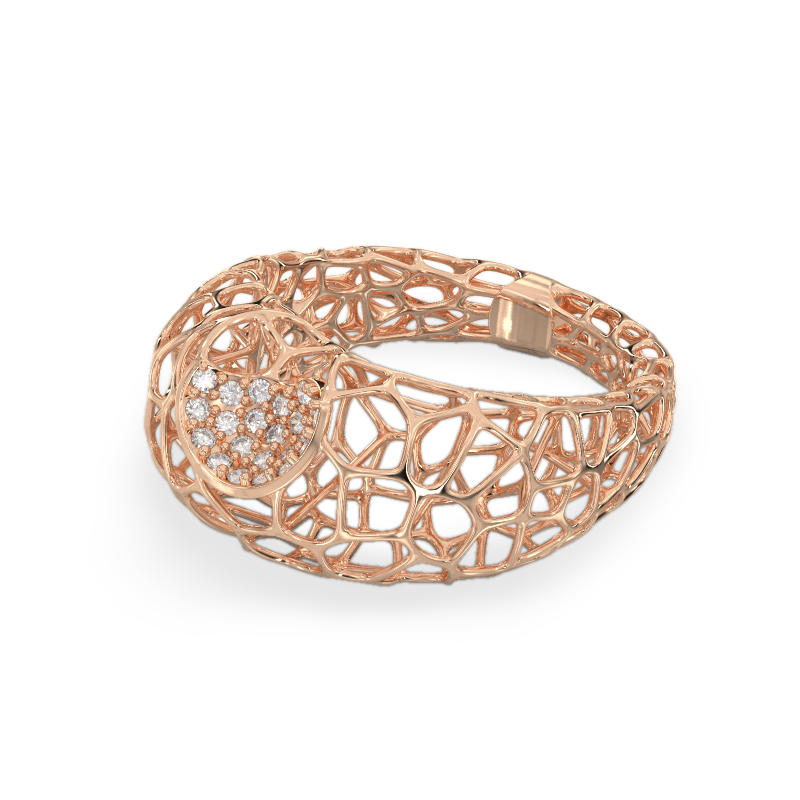 Coral Fantasy Ring With CZ From Rose Gold2