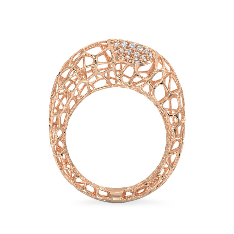 Coral Fantasy Ring With CZ From Rose Gold3