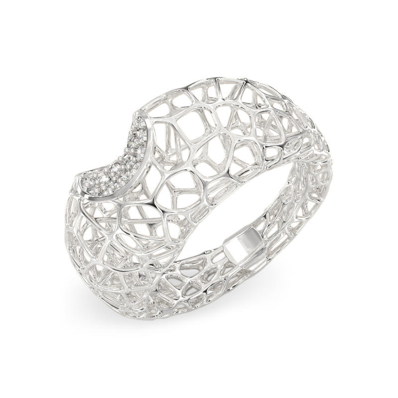 Coral Fantasy Ring With CZ From White Gold