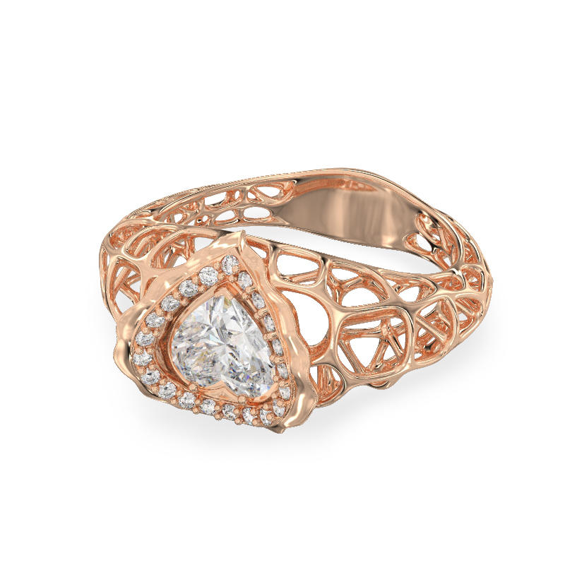 Coral Heart Rose Gold Ring2