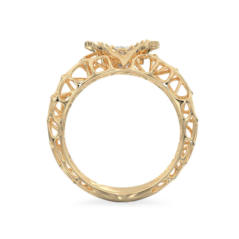 Coral Heart Yellow Gold Ring3