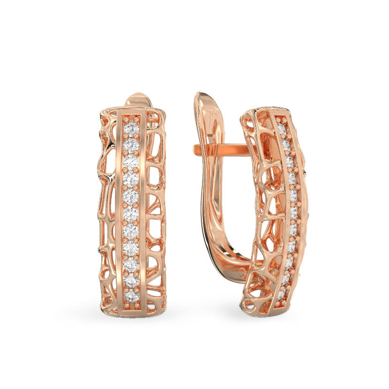 Coral Line Earrings From Rose Gold