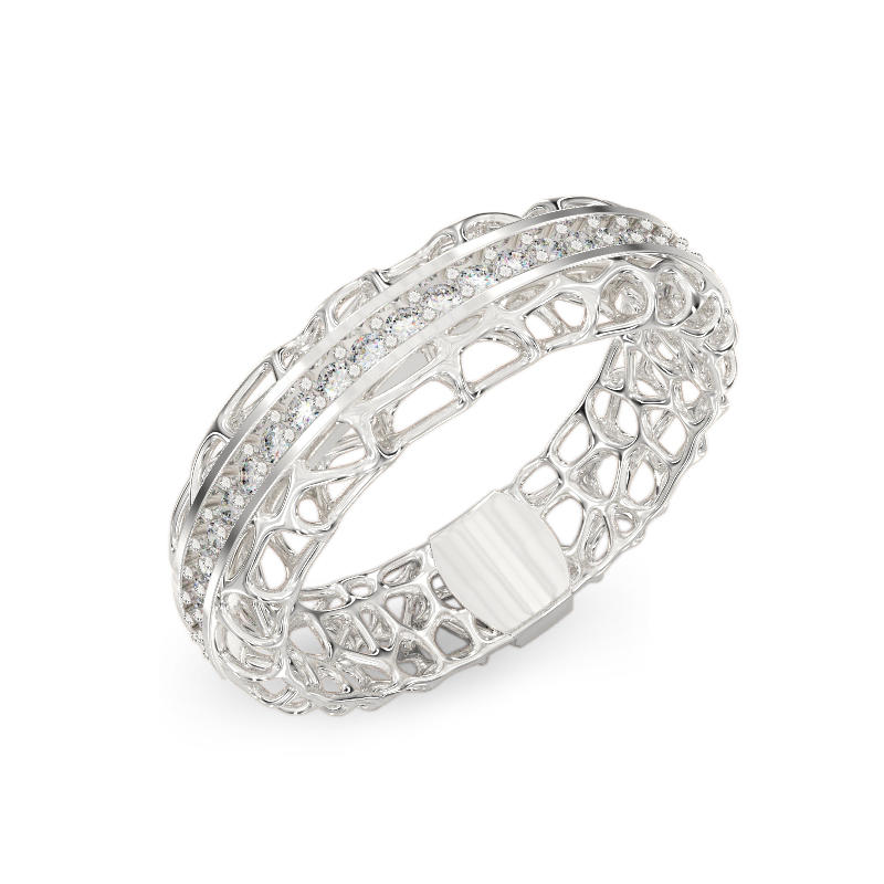 Coral Line Ring From White Gold