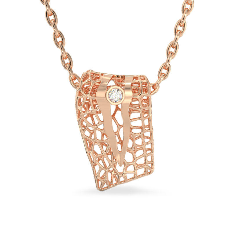 Coral Pendant With Cut out From Rose Gold