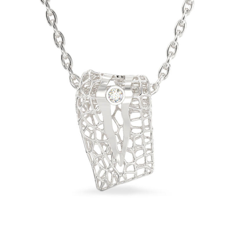 Coral Pendant With Cut out From White Gold