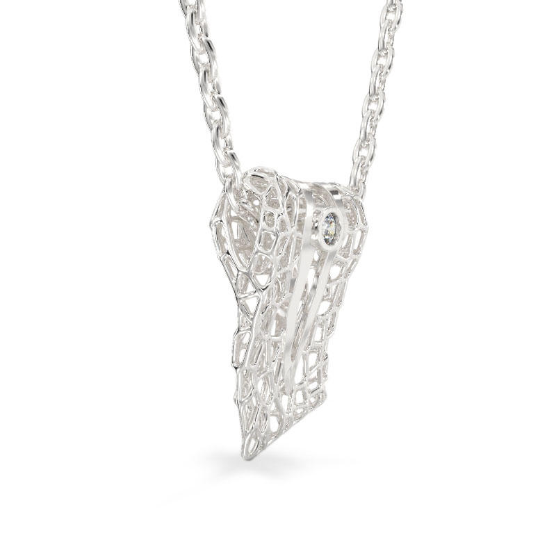 Coral Pendant With Cut out From White Gold2