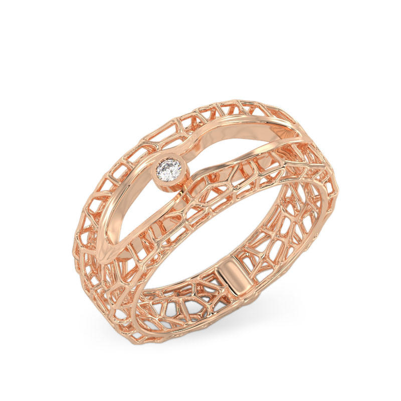 Coral Ring With Cut out From Rose Gold