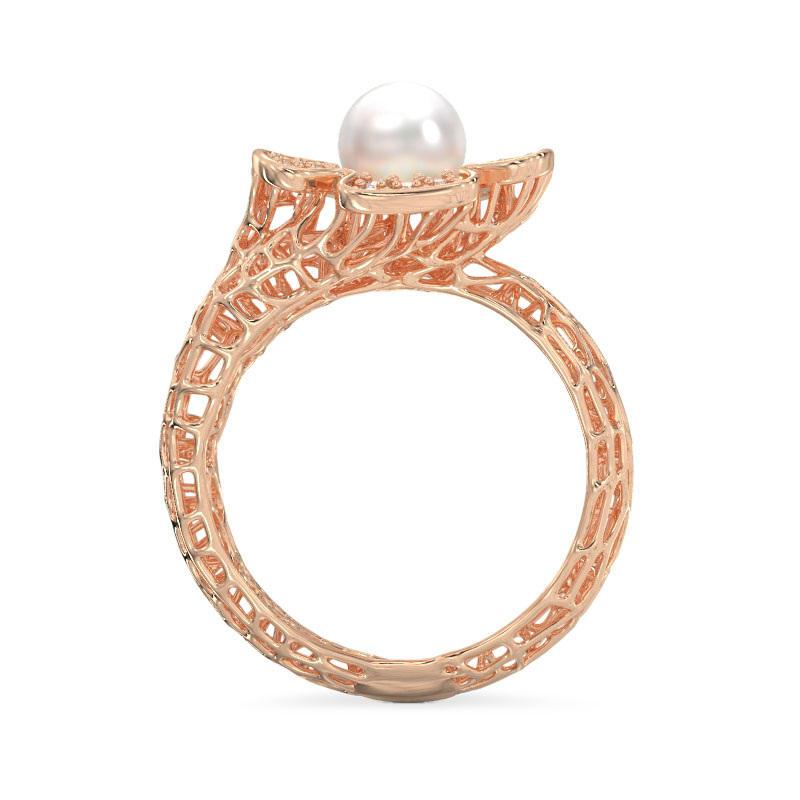 Coral Rose Gold Ring with Flower3