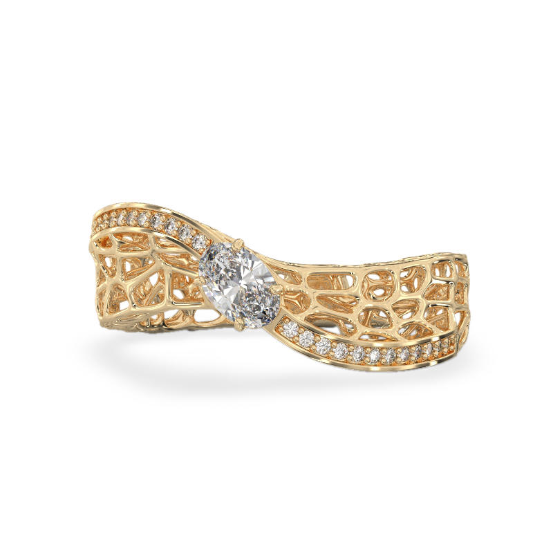 Coral Wave Ring From Yellow Gold2