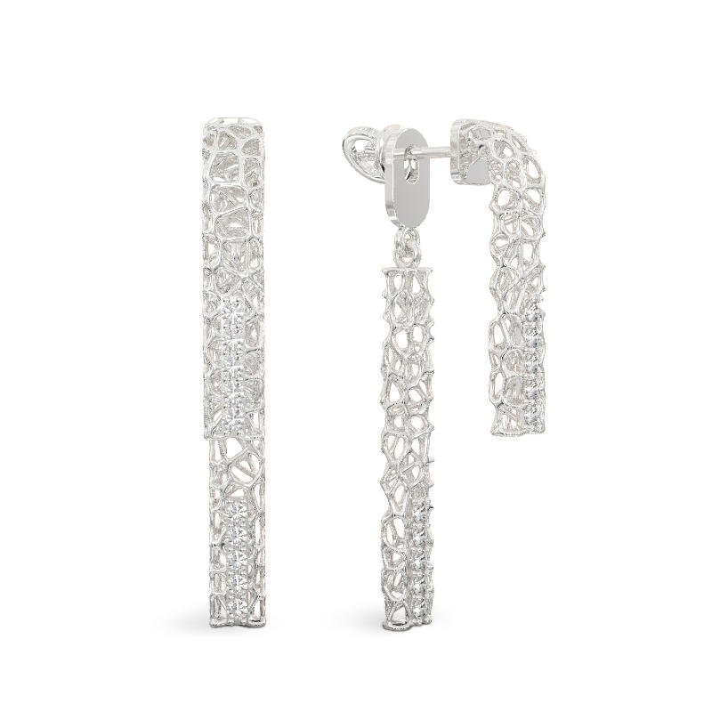 Exquisite Earrings of White Gold