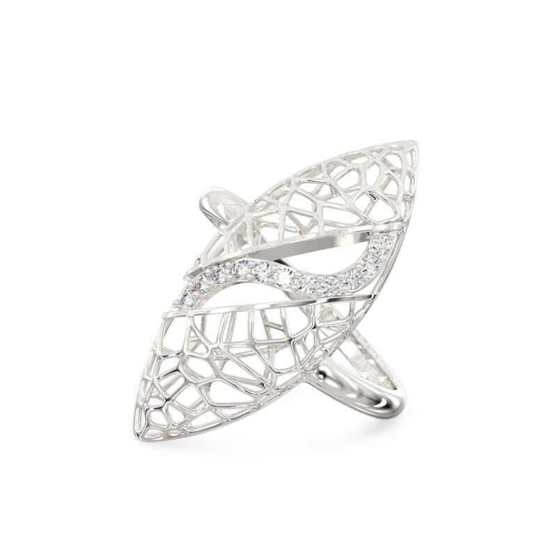 Ficus Leaf White Gold Ring2