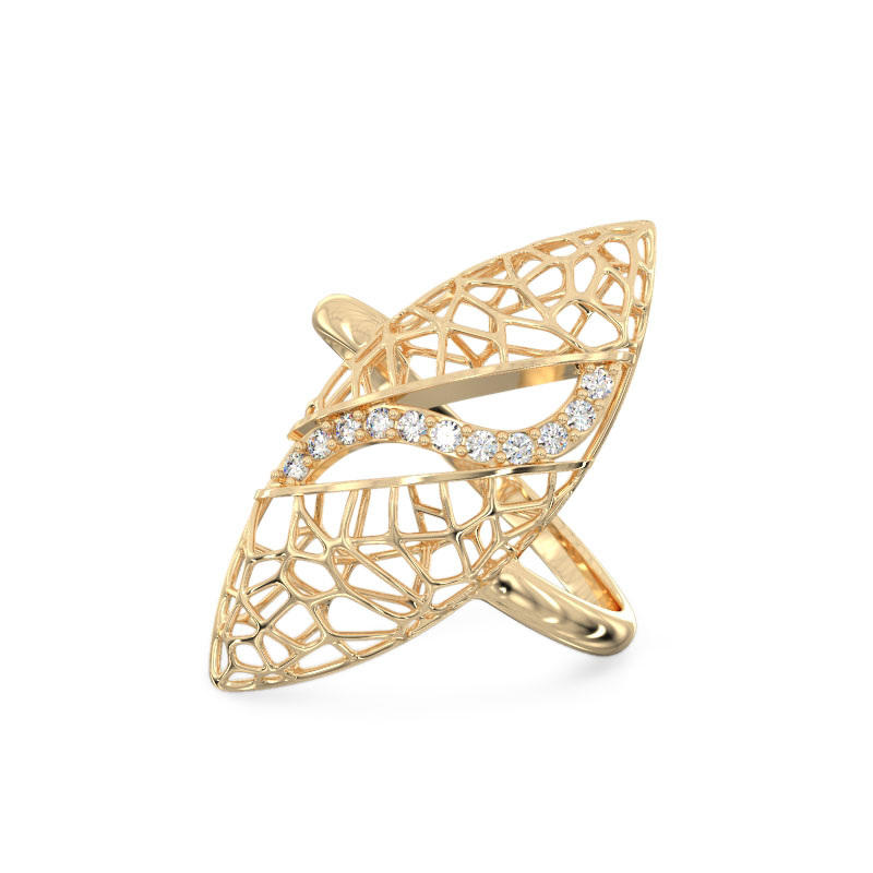 Ficus Leaf Yellow Gold Ring2