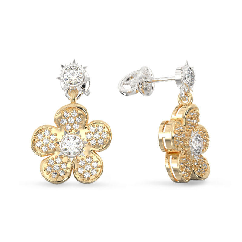 Forget me not Flower Earrings From Yellow Gold