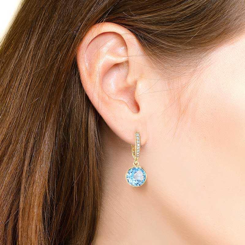 Gold Earrings with Round Topaz 1