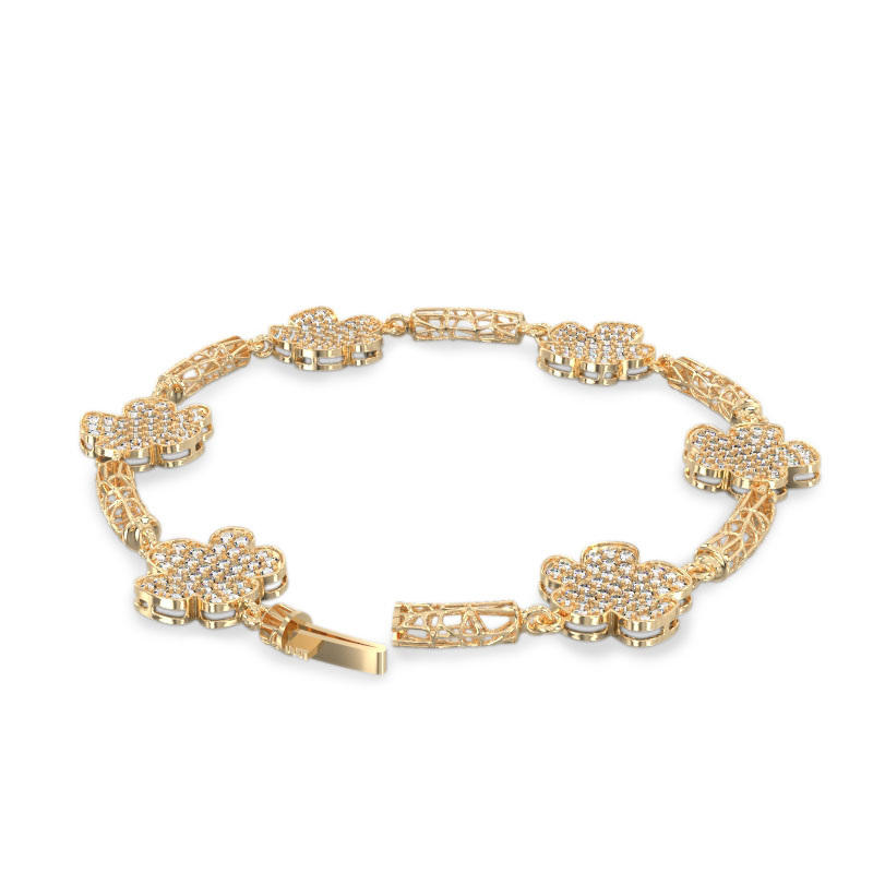 Gold Exquisite Bracelet with flowers3