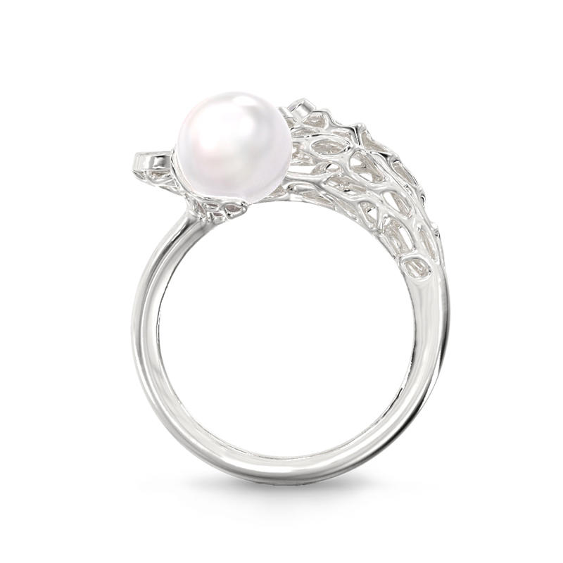 Maple Leaf Ring With Pearl From Silver3