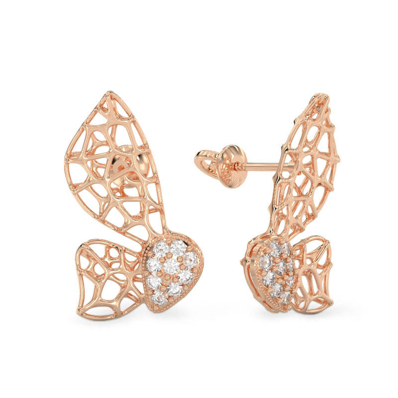 Moth Rose Gold Earrings
