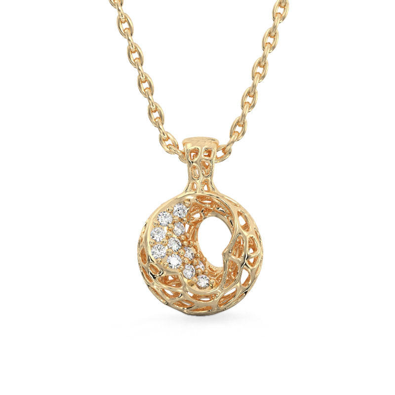 Mystic Coral Pendant From Yellow Gold