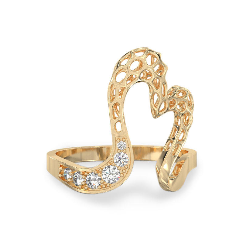 Open Heart Yellow Gold Ring2