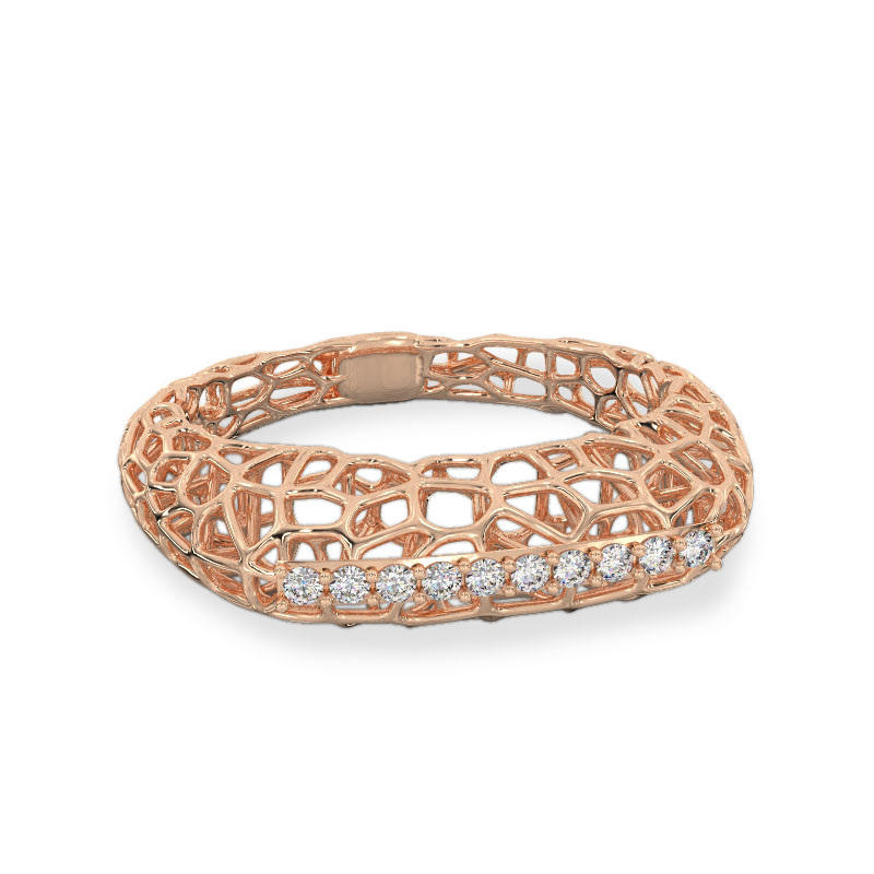 Openwork Ring With Stones From Rose Gold2