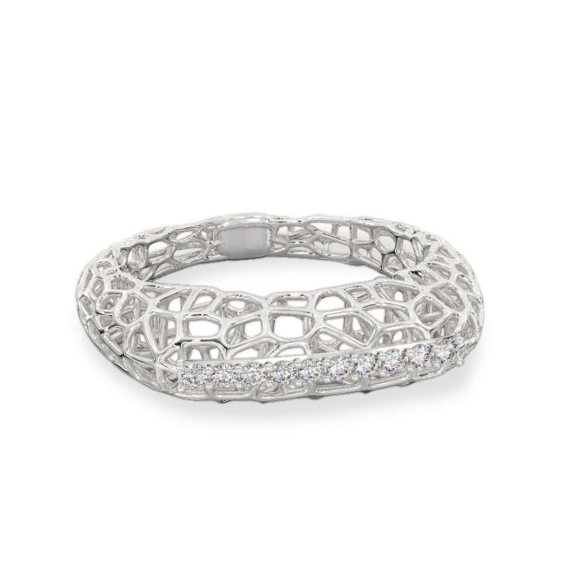 Openwork Ring With Stones From White Gold2