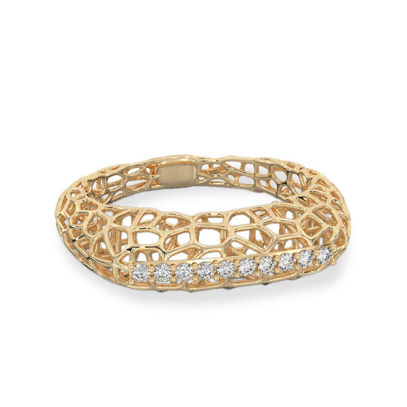 Openwork Ring With Stones From Yellow Gold2