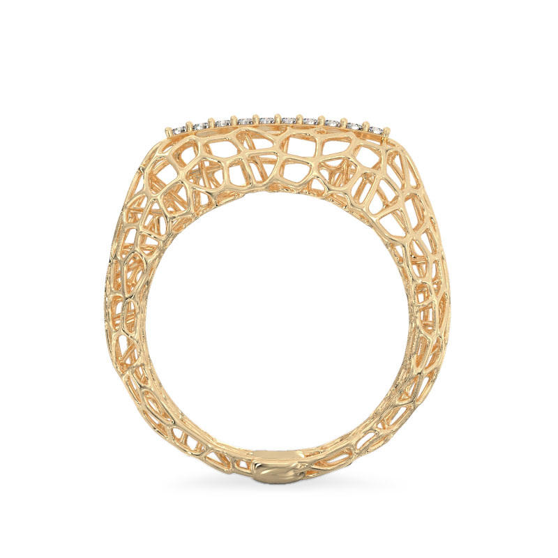 Openwork Ring With Stones From Yellow Gold3