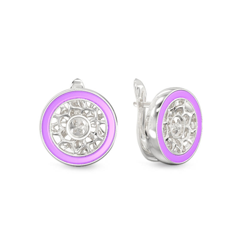 Pink circle button Earrings