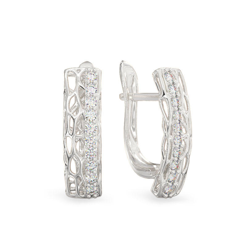 Rigorous Coral Earrings From White Gold