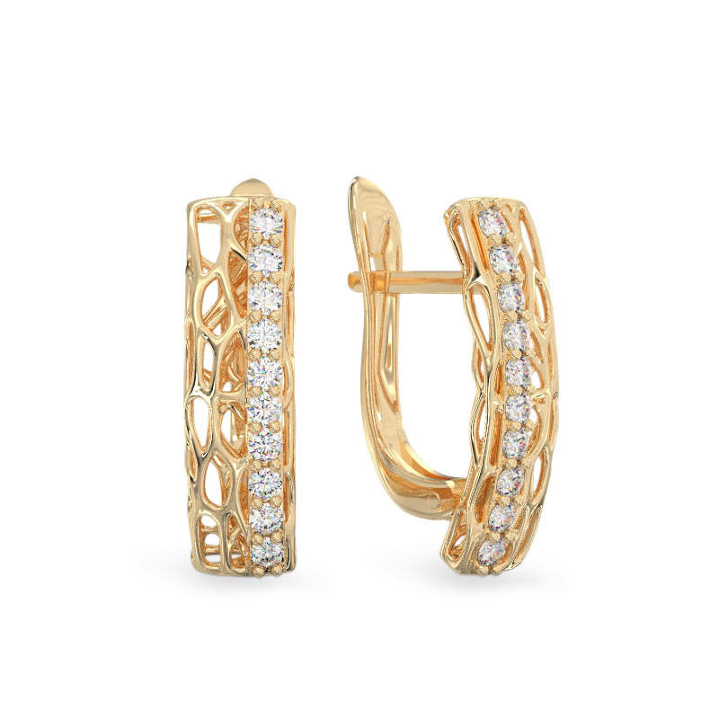 Rigorous Coral Earrings From Yellow Gold