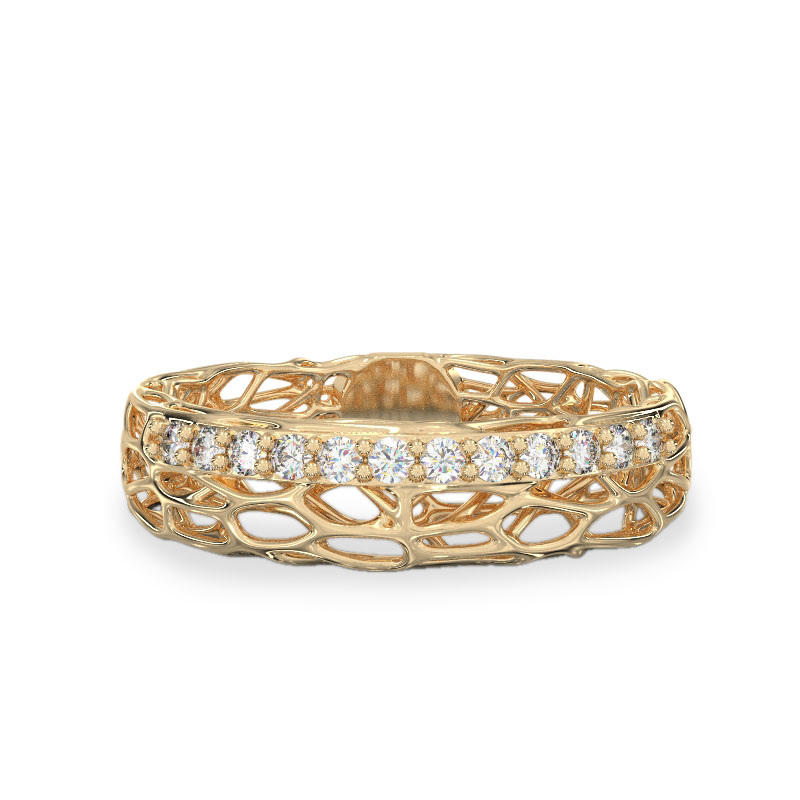 Rigorous Coral Ring From Yellow Gold2