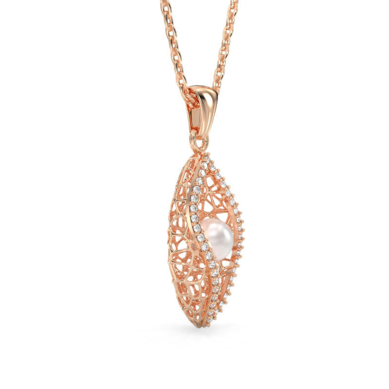 Seashell With Pearl Rose Gold Pendant2