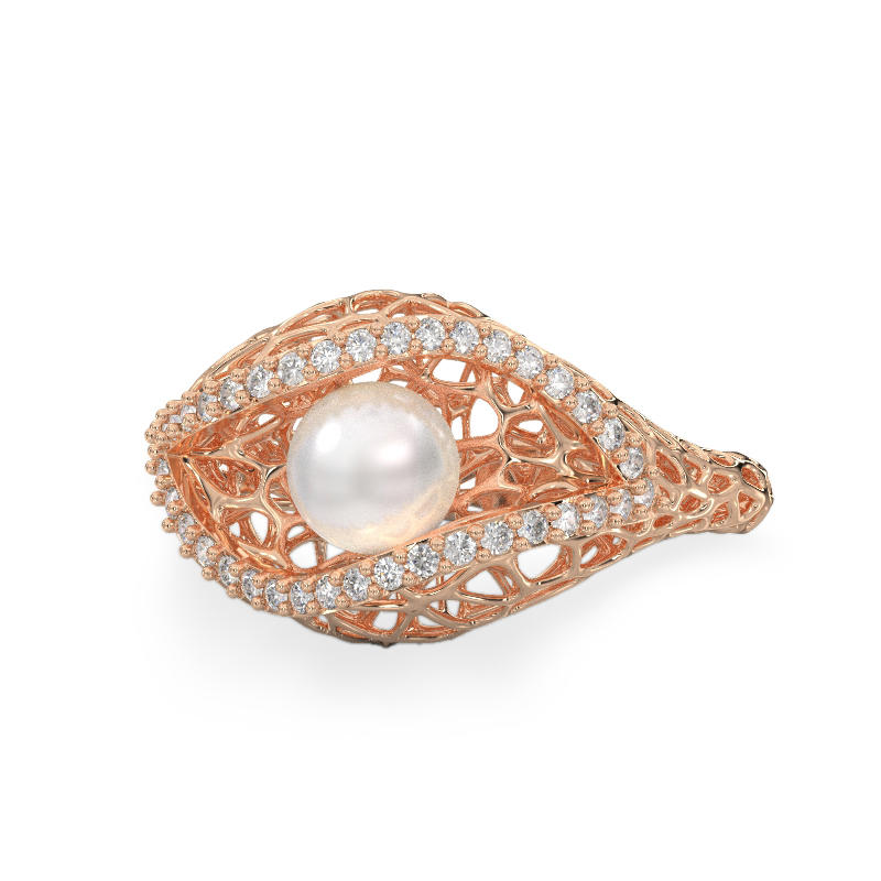 Seashell With Pearl Rose Gold Ring 2