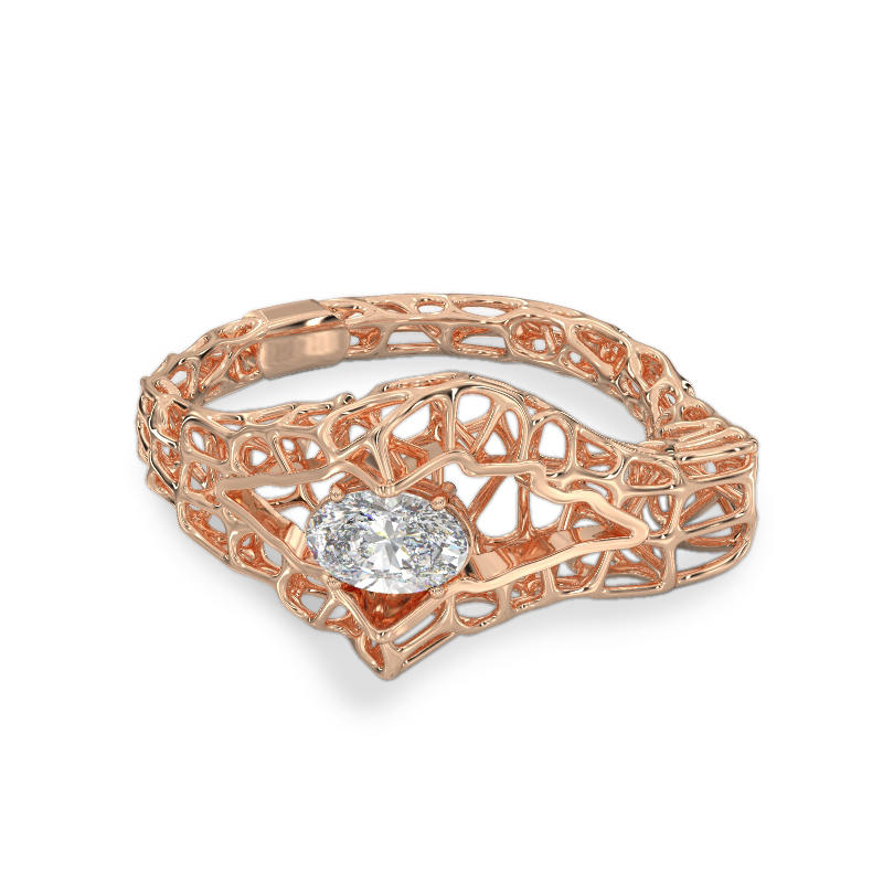 Seashell With Stone Rose Gold Ring 2
