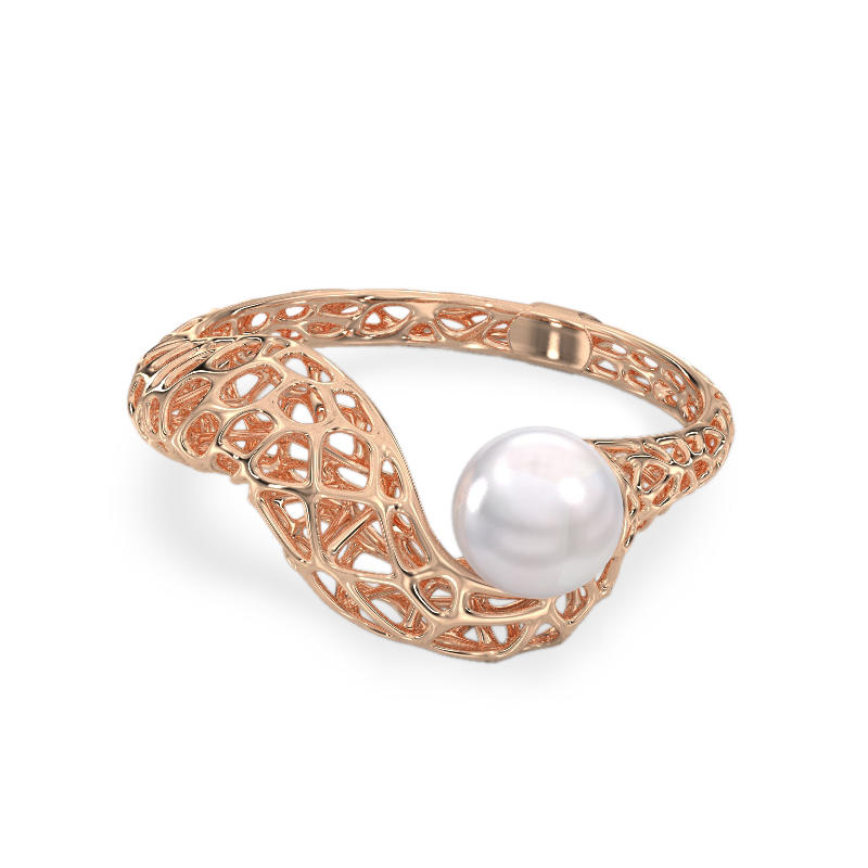 Snake with Pearl Rose Gold Ring 2